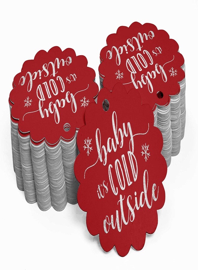 Inkdotpot Pack of 100 Silver Foil Paper Tags Baby It's Cold Outside Baby Shower Favor Hang Tags - Image 2