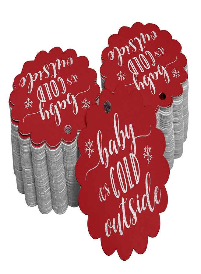 Inkdotpot Pack of 100 Silver Foil Paper Tags Baby It's Cold Outside Baby Shower Favor Hang Tags - Image 1