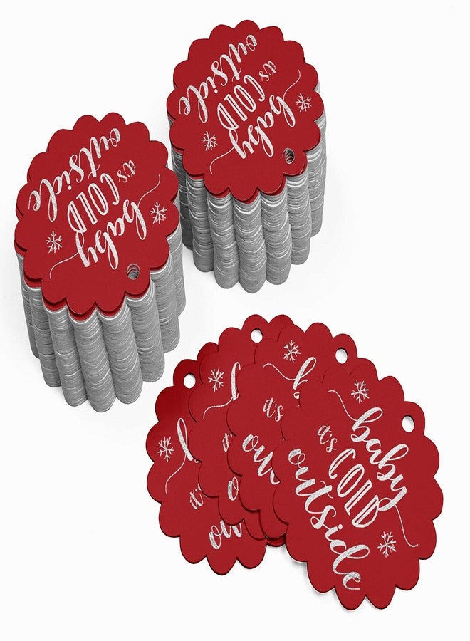 Inkdotpot Pack of 100 Silver Foil Paper Tags Baby It's Cold Outside Baby Shower Favor Hang Tags - Image 3
