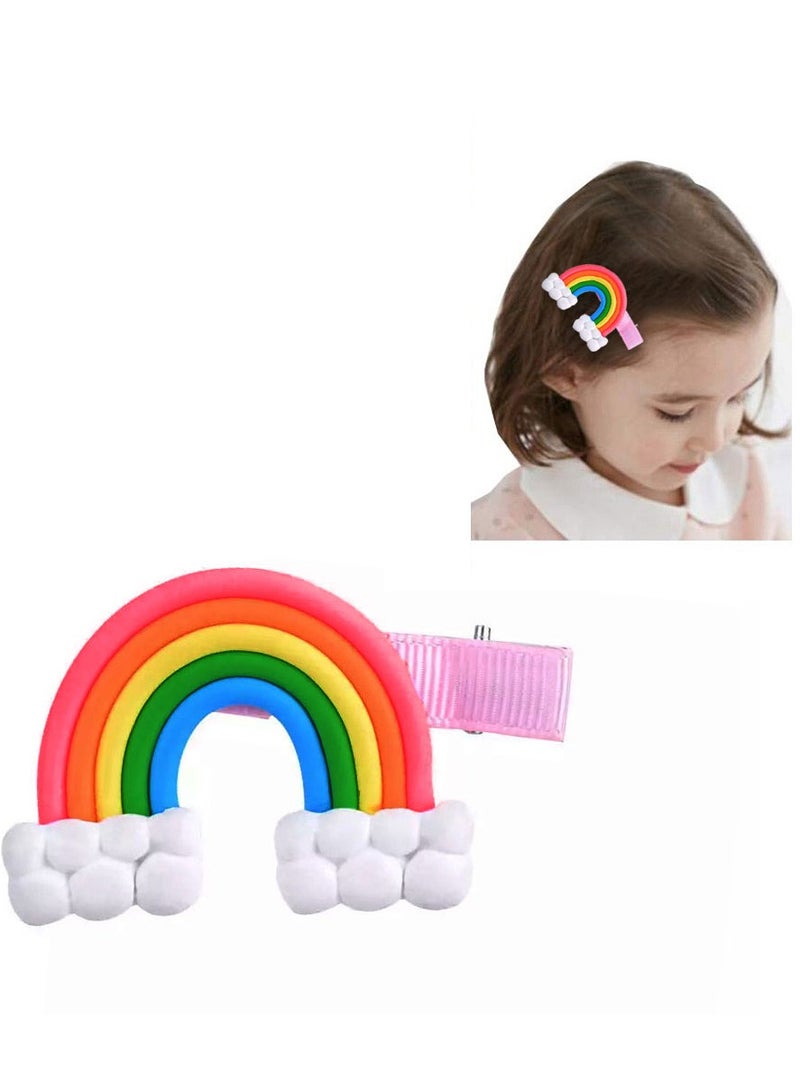 MARGOUN 6 Packs For Hair Clips Cloud Ornaments Colourful Flatback Polymer Rainbow Cloud Clips - Image 4