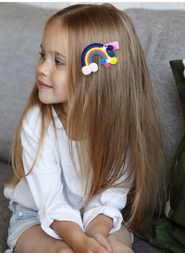 MARGOUN 6 Packs For Hair Clips Cloud Ornaments Colourful Flatback Polymer Rainbow Cloud Clips - Image 3