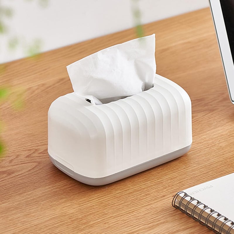 KEYOZA حامل علبة مناديل كيوزا أبيض موزع مناديل الوجه علبة بسيطة وسخية حامل مناديل بلاستيكي يمكن وضعه على الطاولة هو الخيار الأفضل للهدايا - Image 3