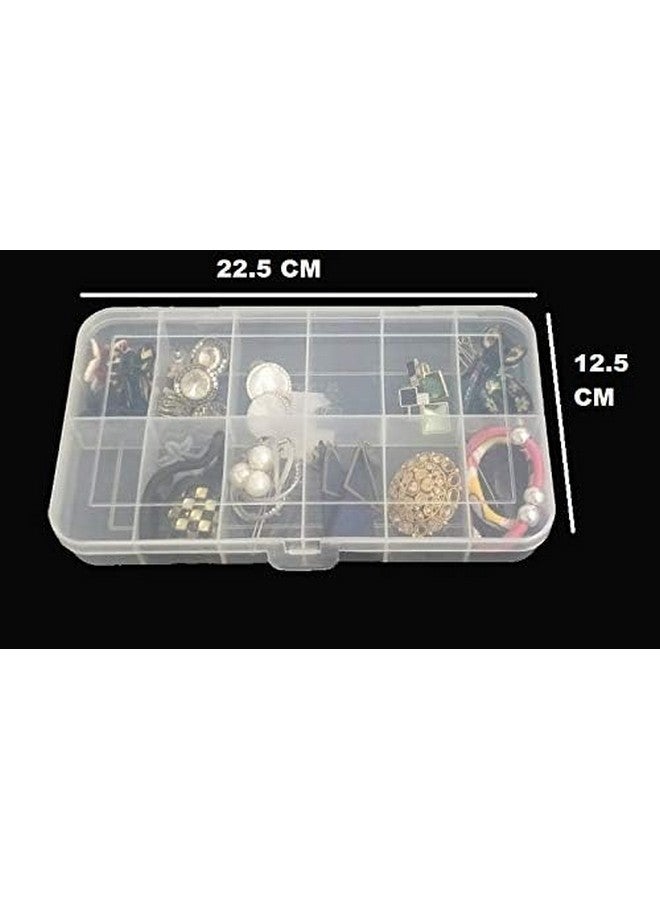 Csm Jewelry Case Organizer Rectangular Plastic Storage Box With Dividers 4/6/12 Grids (Transparent) - Pack Of 3 Boxes - Image 5
