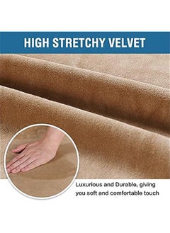 Beauenty EM Velvet Dining Chair Covers Stretch Chair Covers for Dining Room Set of 4/6 Parson Chair Slipcovers Chair Protectors Covers Dining, Soft Thick Solid Velvet Fabric Washable (Sand,6 Pack)  - Image 3