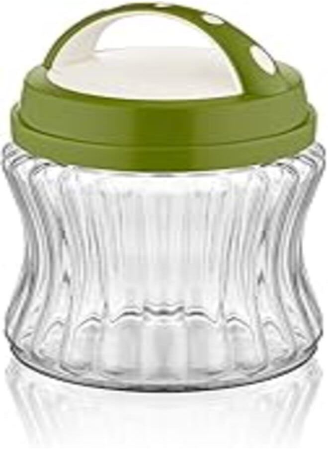QLUX Royal Strip Jar from Q Luxe, capacity 1000 milliliters, (Transparent + black) 