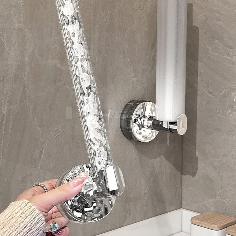 2 قطعة من خطافات الشفط الفضية بدون حفر لتنظيم الجدران في المطبخ والحمام للمناشف - Image 1