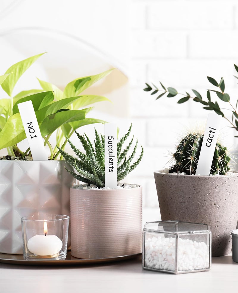 Homenote 200 Pcs 4 Inch Plastic Plant Labels Waterproof Plant Tags for Seedling,Vegetable Gardening Tags,Garden Markers Outdoor for Plants Name Sign with Permanet Marking Pen,White - Image 2