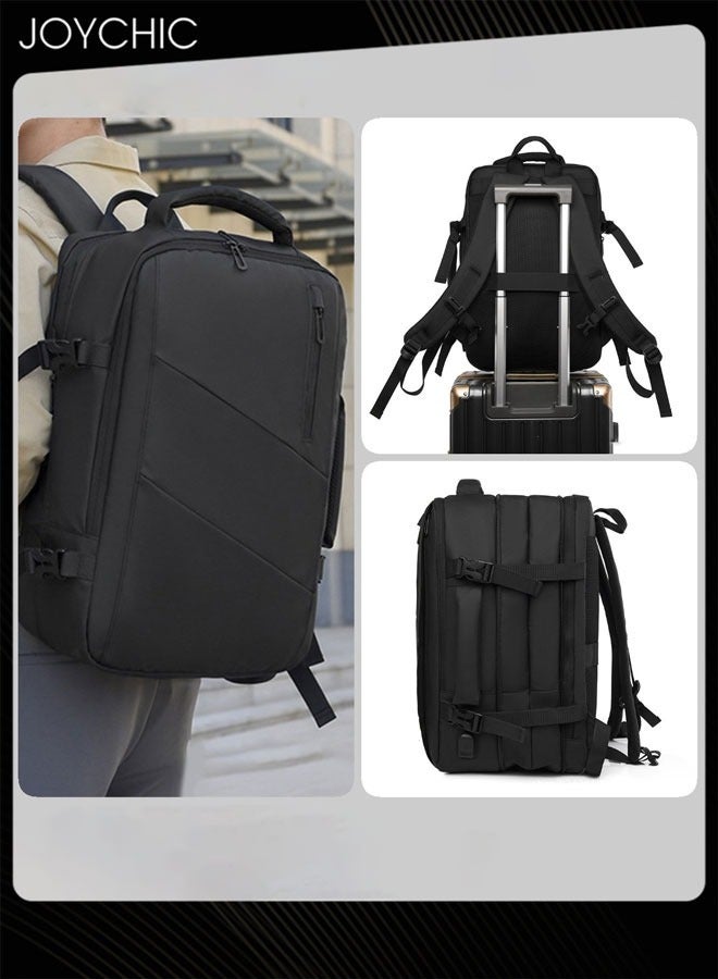 Joychic حقيبة ظهر لابتوب للسفر العملي مضادة للسرقة رفيعة ومتينة مع منفذ شحن USB مقاومة للماء حقيبة مدرسية للرجال تناسب 15.6 بوصة سوداء - Image 1