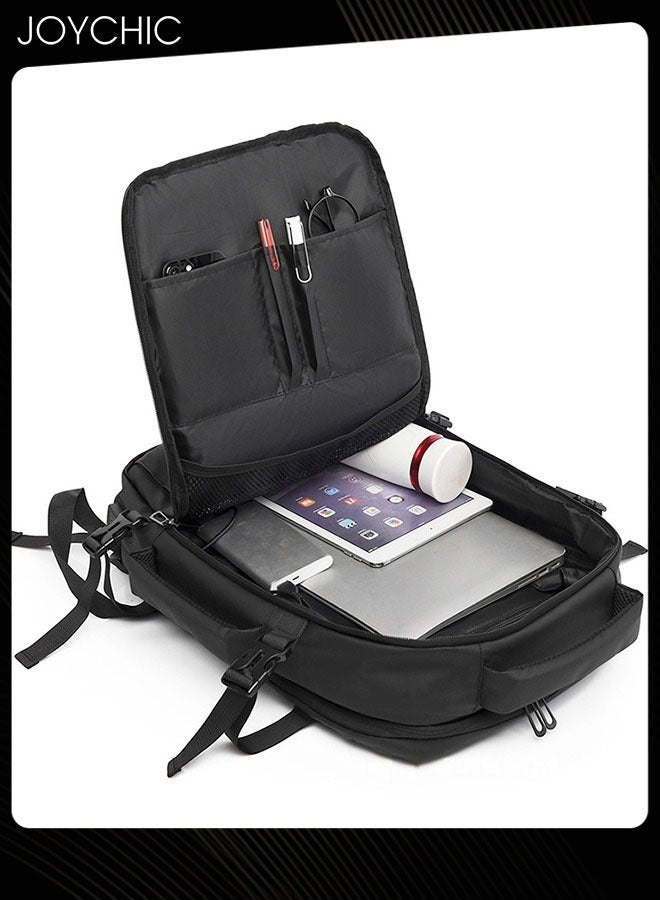 Joychic حقيبة ظهر لابتوب للسفر العملي مضادة للسرقة رفيعة ومتينة مع منفذ شحن USB مقاومة للماء حقيبة مدرسية للرجال تناسب 15.6 بوصة سوداء - Image 4