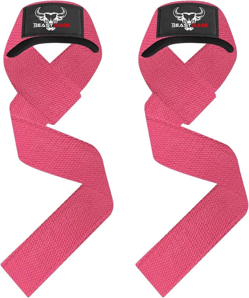 BEAST RAGE Weight Lifting Straps Fitness Padded Cotton Wrist Support Gel Advanced Grips Dumbbell Bar Wraps Heavy Duty Gym Bodybuilding Straps Power Deadlift Barbells Non Slip Exercise - Image 1