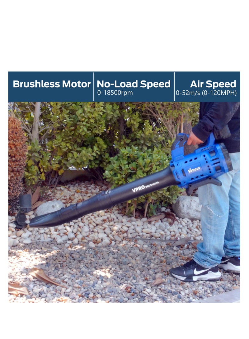 في تولز منفاخ أوراق محوري لاسلكي بدون فرشاة بقوة 20 فولت من VTOOLS مع بطارية 4.0 أمبير/ساعة - Image 3