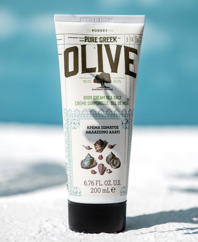 KORRES Olive Body Lotion for Dry Skin, Moisturizer Cream with Vitamin E, Aloe and Pure Greek Olive Oil for Body Care, Hydrating and Nourishing for Smooth, Supple Skin, Sea Salt Scented, 6.76 fl oz - Image 4