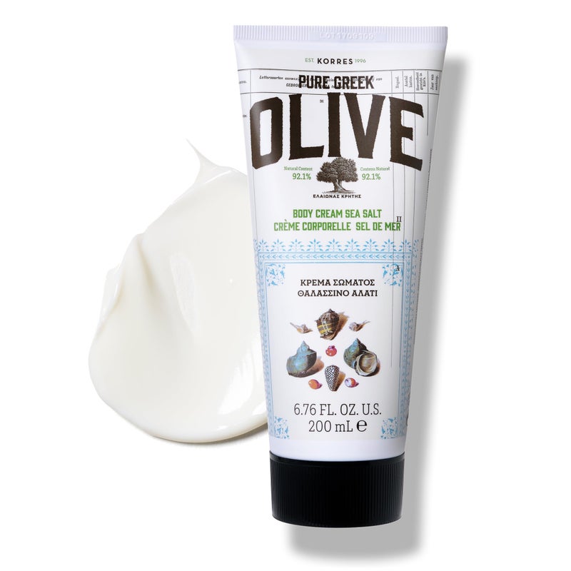 KORRES Olive Body Lotion for Dry Skin, Moisturizer Cream with Vitamin E, Aloe and Pure Greek Olive Oil for Body Care, Hydrating and Nourishing for Smooth, Supple Skin, Sea Salt Scented, 6.76 fl oz - Image 1