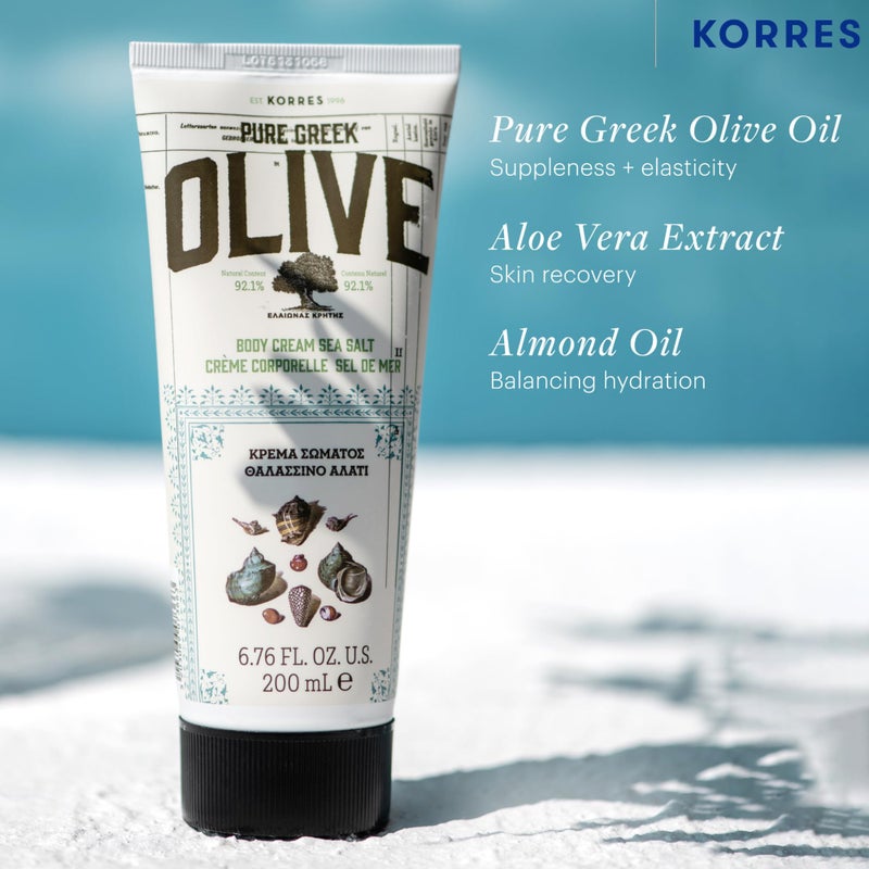 KORRES Olive Body Lotion for Dry Skin, Moisturizer Cream with Vitamin E, Aloe and Pure Greek Olive Oil for Body Care, Hydrating and Nourishing for Smooth, Supple Skin, Sea Salt Scented, 6.76 fl oz - Image 2