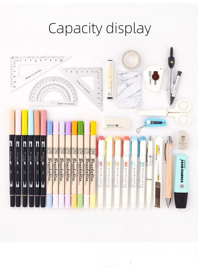 Large Capacity Pencil Case 3 Compartment Pouch Pen Bag for School Teen Girl Boy Men Women, Pink, Lightweight,travel - Image 4