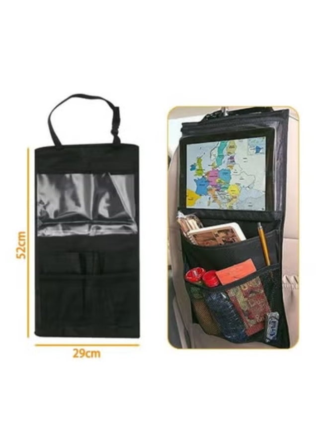 AROAQ Car Back Seat Organizer with Clear Touchscreen Tablet Holder – 10 Storage Pockets, Waterproof 600D Polyester, Universal Fit for Most Cars - Image 2