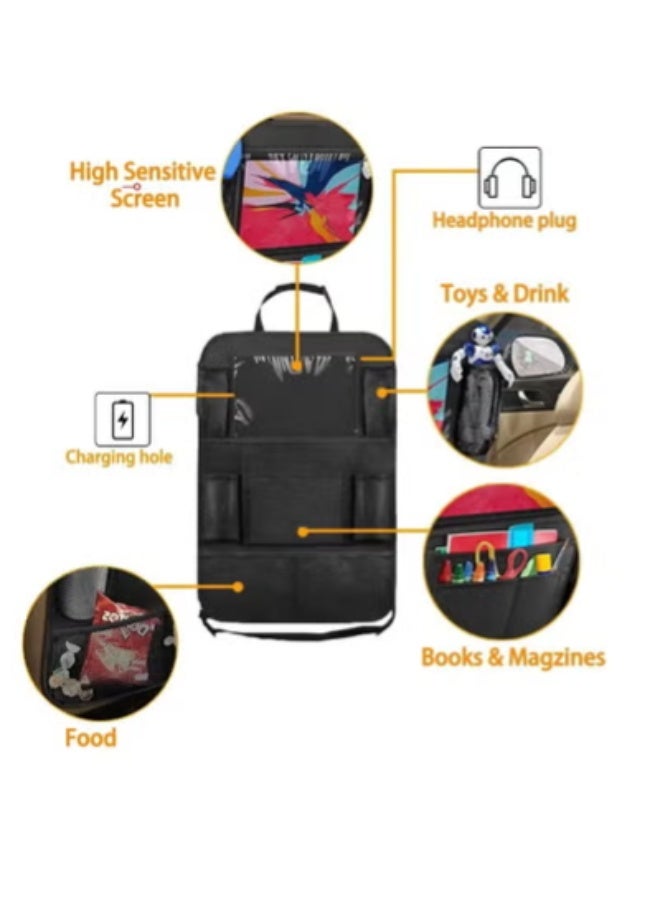 AROAQ Car Back Seat Organizer with Clear Touchscreen Tablet Holder – 10 Storage Pockets, Waterproof 600D Polyester, Universal Fit for Most Cars - Image 1