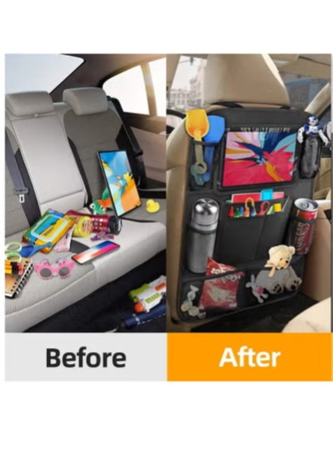 AROAQ Car Back Seat Organizer with Clear Touchscreen Tablet Holder – 10 Storage Pockets, Waterproof 600D Polyester, Universal Fit for Most Cars - Image 3