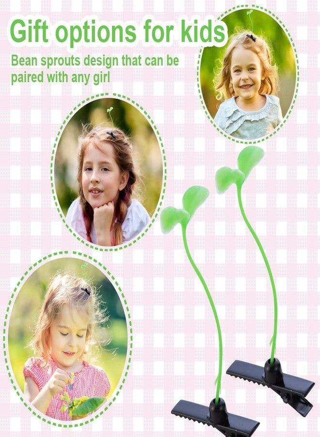 NAIHOD 20 Pcs Bean Sprout Hair Clips Green Plant Hair Clips Pea Hairpin Little Grass Barrette Cute Grass Ornaments Hairpiece Hair Accessories for Kids Girls Women School Home Party Supplies - Image 3