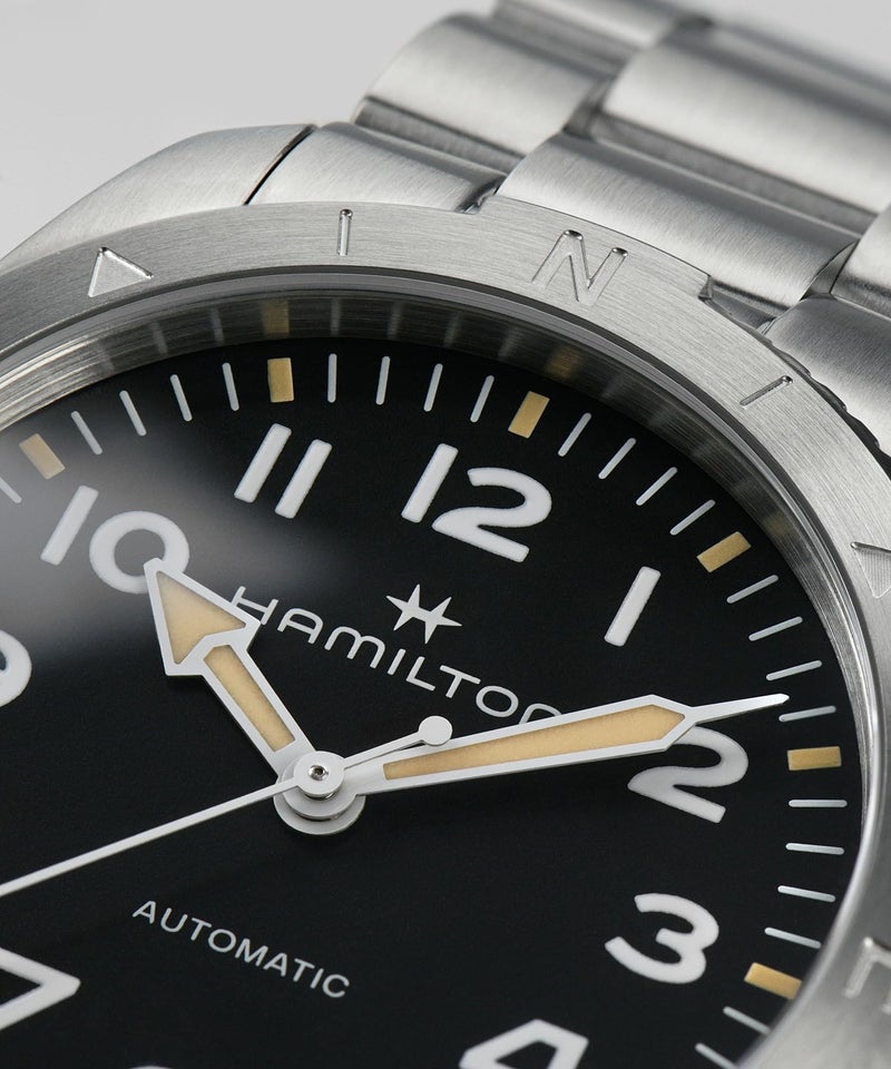 Hamilton Khaki Field Expedition Automatic Men's Watch, 41mm Stainless Steel Case, Swiss Made, Black Dial Analog Wrist Watch, 100m Waterproof, Sapphire Crystal, 3-Hand Movement, Stainless Steel Strap - Image 2