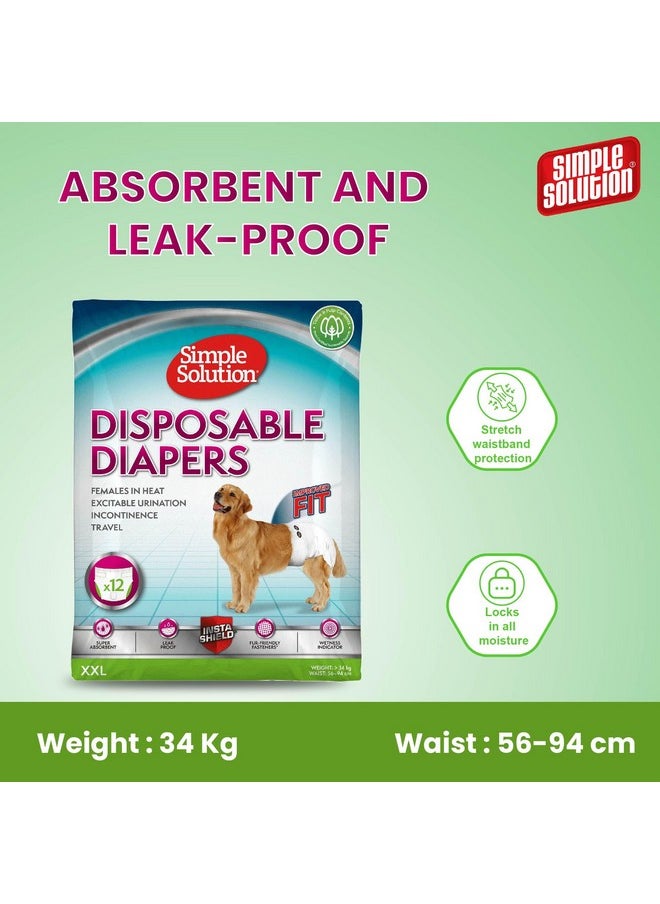 Simple Solution Simple Solution True Fit Disposable Dog Diapers for Female Dogs, Super Absorbent with Wetness Indicator, Leak Proof, Quickly Absorb Liquid for Long Lasting Dryness, XXL Size 56-94cm Waist (12 Pack)  - Image 5