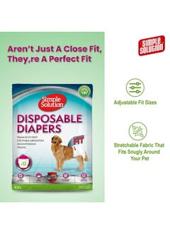 Simple Solution Simple Solution True Fit Disposable Dog Diapers for Female Dogs, Super Absorbent with Wetness Indicator, Leak Proof, Quickly Absorb Liquid for Long Lasting Dryness, XXL Size 56-94cm Waist (12 Pack)  - Image 3
