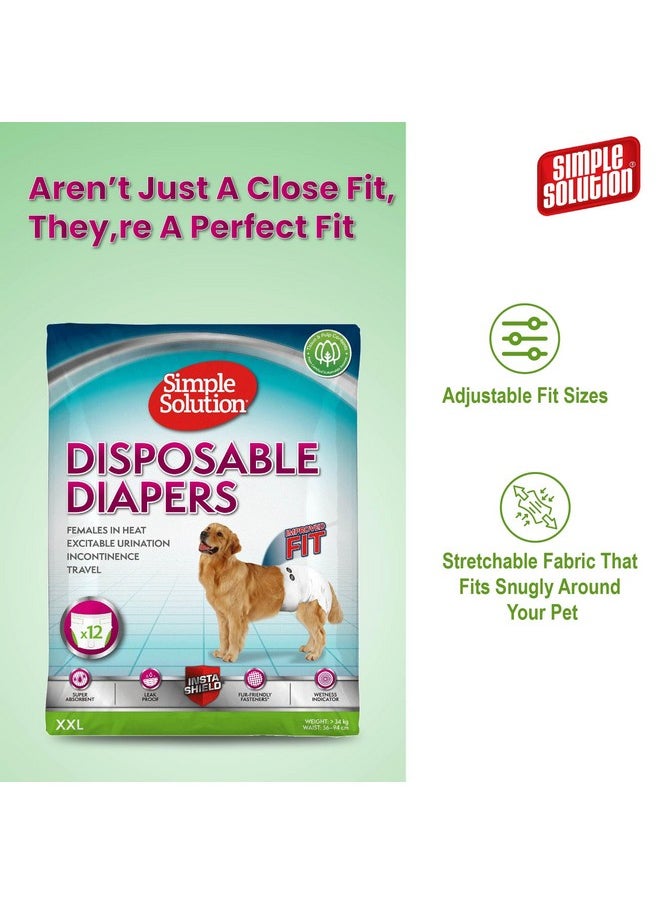 Simple Solution Simple Solution True Fit Disposable Dog Diapers for Female Dogs, Super Absorbent with Wetness Indicator, Leak Proof, Quickly Absorb Liquid for Long Lasting Dryness, XXL Size 56-94cm Waist (12 Pack)  - Image 3
