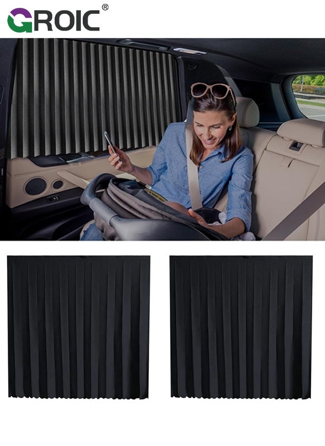 GROIC - Car Window Shades,2 Pcs Car Curtains Window Covers Interior Full Priavcy Protection, Car Rear Window Sun Shades,Privacy Magnetic Black Covers Car Curtains,Car Interior - Image 1