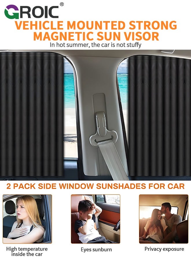 GROIC - Car Window Shades,2 Pcs Car Curtains Window Covers Interior Full Priavcy Protection, Car Rear Window Sun Shades,Privacy Magnetic Black Covers Car Curtains,Car Interior - Image 1