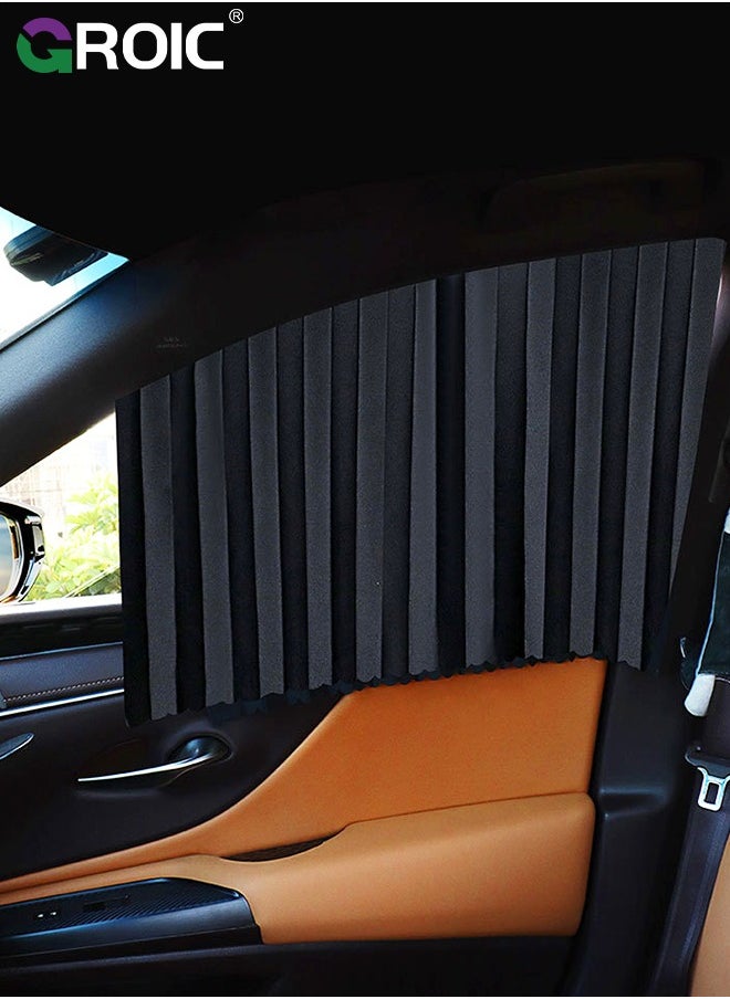 GROIC - Car Window Shades,2 Pcs Car Curtains Window Covers Interior Full Priavcy Protection, Car Rear Window Sun Shades,Privacy Magnetic Black Covers Car Curtains,Car Interior - Image 1
