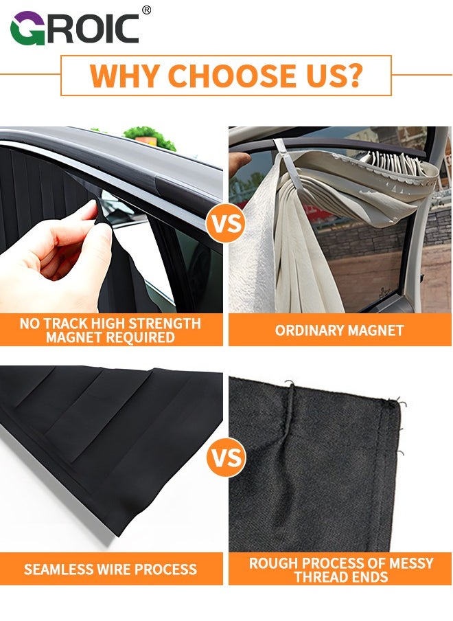 GROIC - Car Window Shades,2 Pcs Car Curtains Window Covers Interior Full Priavcy Protection, Car Rear Window Sun Shades,Privacy Magnetic Black Covers Car Curtains,Car Interior - Image 1