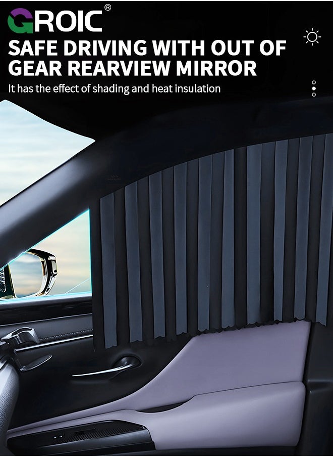 GROIC - Car Window Shades,2 Pcs Car Curtains Window Covers Interior Full Priavcy Protection, Car Rear Window Sun Shades,Privacy Magnetic Black Covers Car Curtains,Car Interior - Image 1