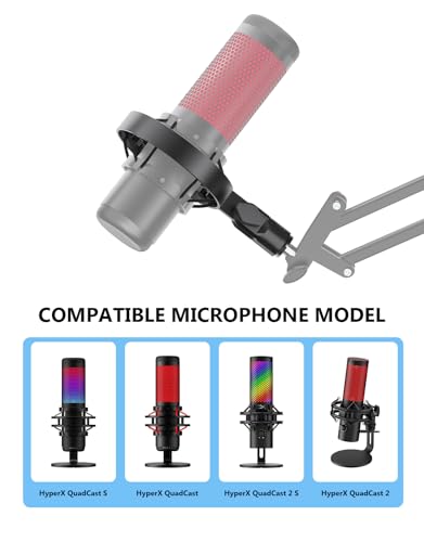 Borenbuir 2026 Upgrade Microphone Shock Mount for HyperX QuadCast with 38 or 14 Screw Adapter Works with HyperX QuadCast Microphone Stand Boom Arm Durable Replacement Accessory for Mic - Image 3