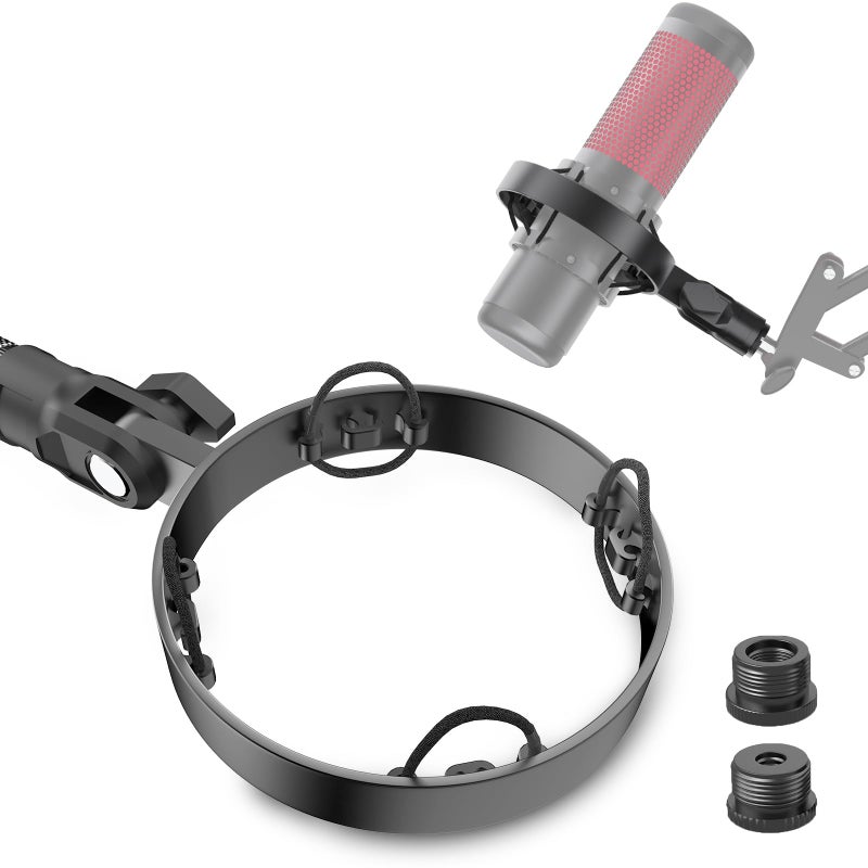 Borenbuir 2026 Upgrade Microphone Shock Mount for HyperX QuadCast with 38 or 14 Screw Adapter Works with HyperX QuadCast Microphone Stand Boom Arm Durable Replacement Accessory for Mic - Image 2