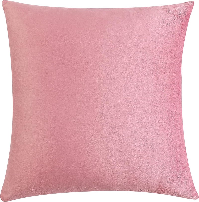 NiNi ALL Decorative Throw Pillow Covers Velvet Soft for Couch Sofa Bedroom Living Room Outdoor Pack of 2 18x18 Inch Pink - Image 4