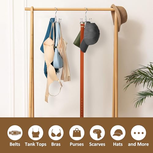 ZEDODIER Scarf Organizer Scarf Hanger for Closet, Rotatable Sturdy Hijab Holder Holds 8 Scarves, Metal Space Saving Closet Organizers and Storage, Silver - Image 5