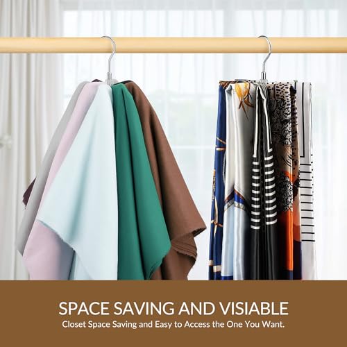 ZEDODIER Scarf Organizer Scarf Hanger for Closet, Rotatable Sturdy Hijab Holder Holds 8 Scarves, Metal Space Saving Closet Organizers and Storage, Silver - Image 4