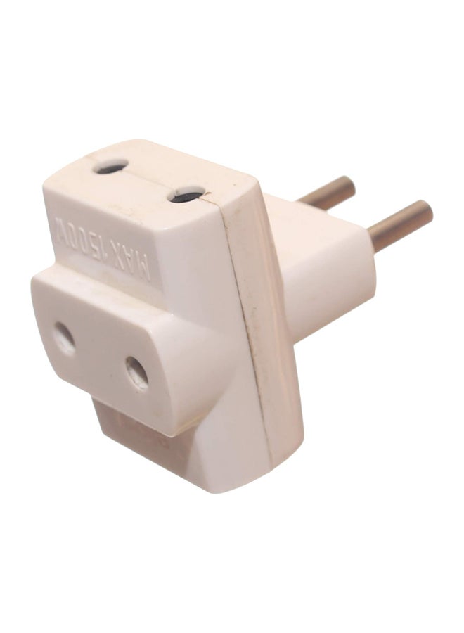 Multi-way Adapter Three Outlets For Round Pin White
