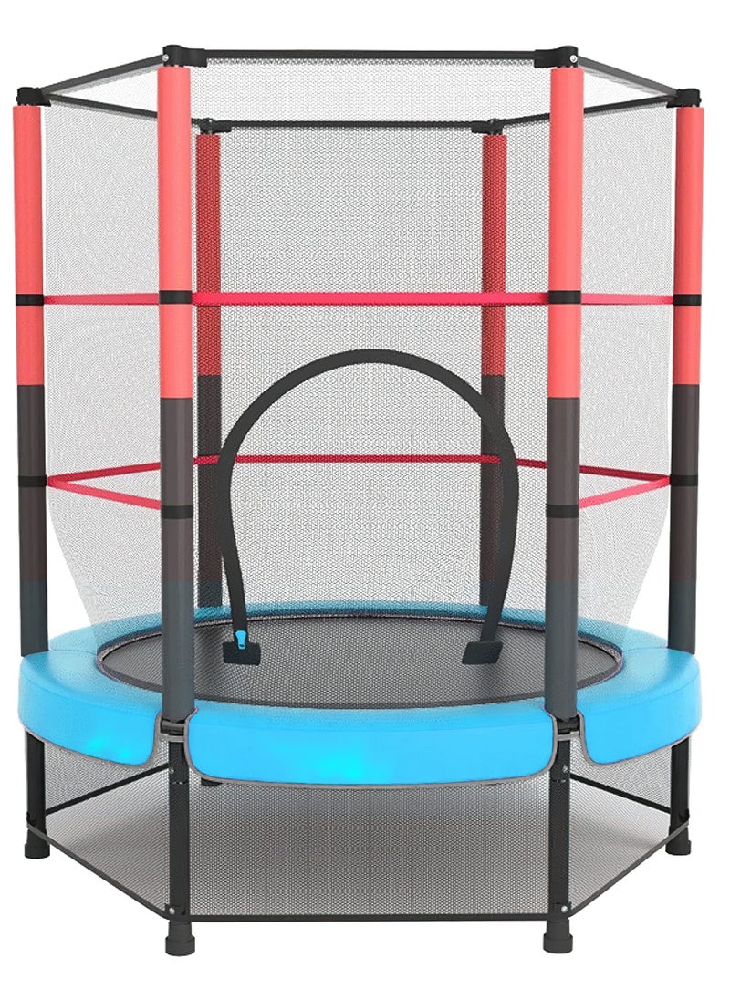 Funz - Funz 130Cm Indoor and Outdoor Trampoline with Safety Net Enclosure, Spring-Free Enclosed Mini Trampoline for Toddlers & Kids Blue Color - Image 1
