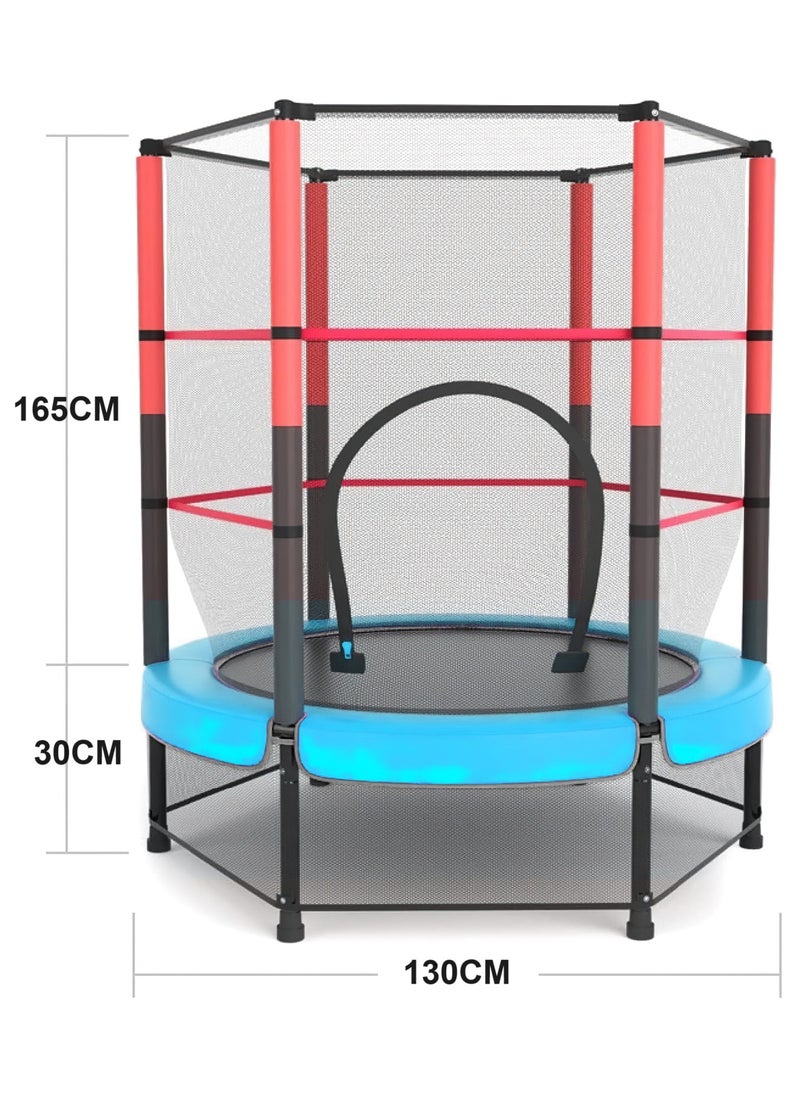 Funz - Funz 130Cm Indoor and Outdoor Trampoline with Safety Net Enclosure, Spring-Free Enclosed Mini Trampoline for Toddlers & Kids Blue Color - Image 1