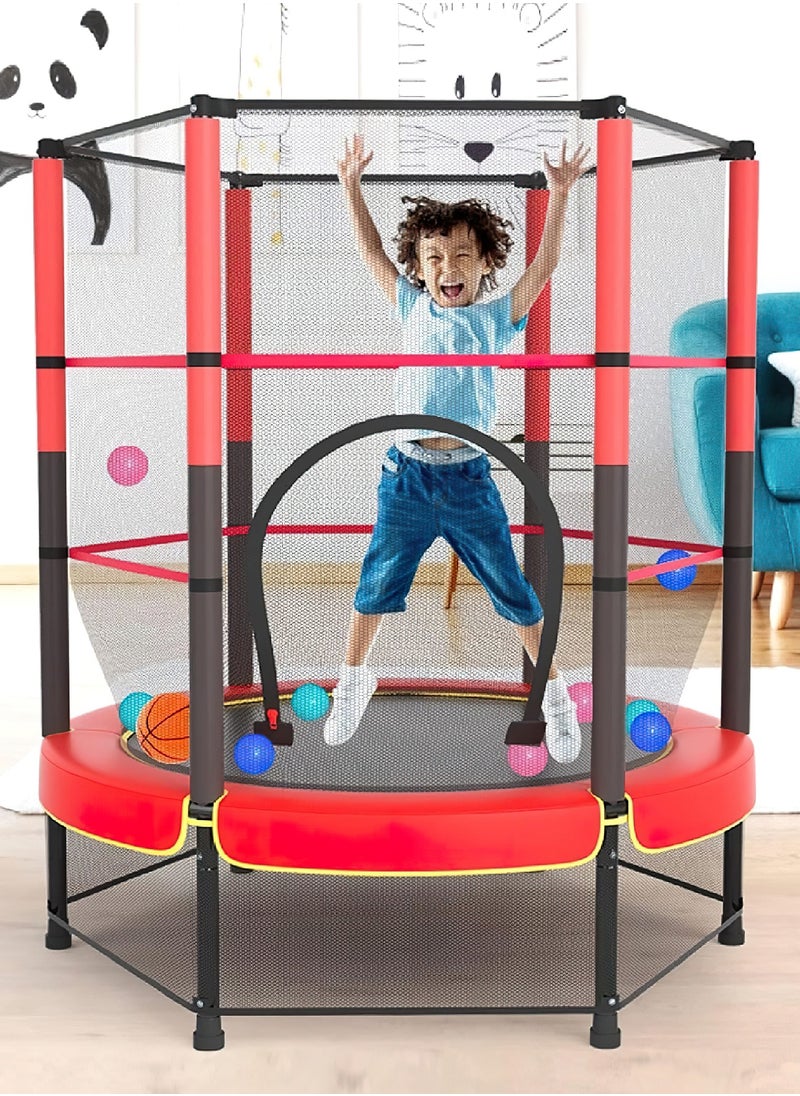 Funz - Funz 130Cm Indoor and Outdoor Trampoline with Safety Net Enclosure, Spring-Free Enclosed Mini Trampoline for Toddlers & Kids Blue Color - Image 1