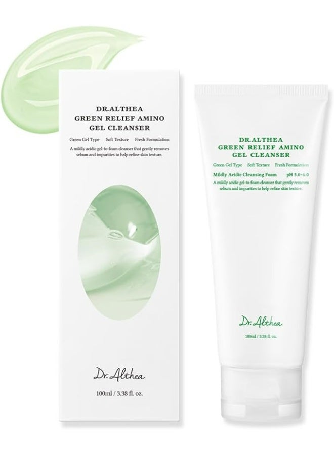 DrAlthea Green Relief Amino Gel Cleanser | Lightweight & Hydrating Makeup Remover | Daily Face Wash with Hyaluronic Acid | Korean Vegan Skincare for All Skin Types - Image 1