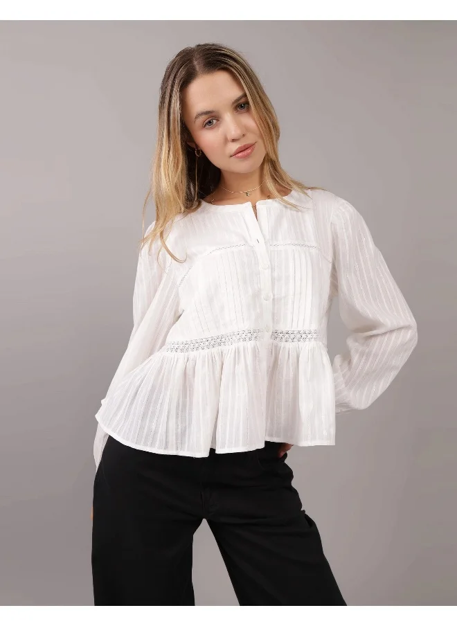 امريكان ايجل AE Long-Sleeve Babydoll Blouse