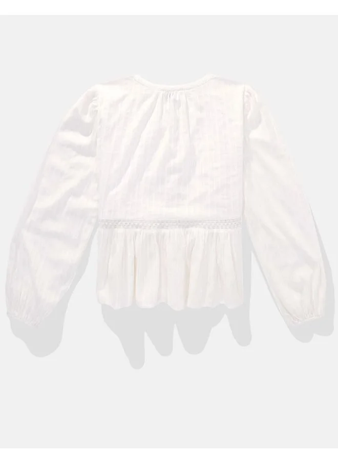 American Eagle AE Long-Sleeve Babydoll Blouse