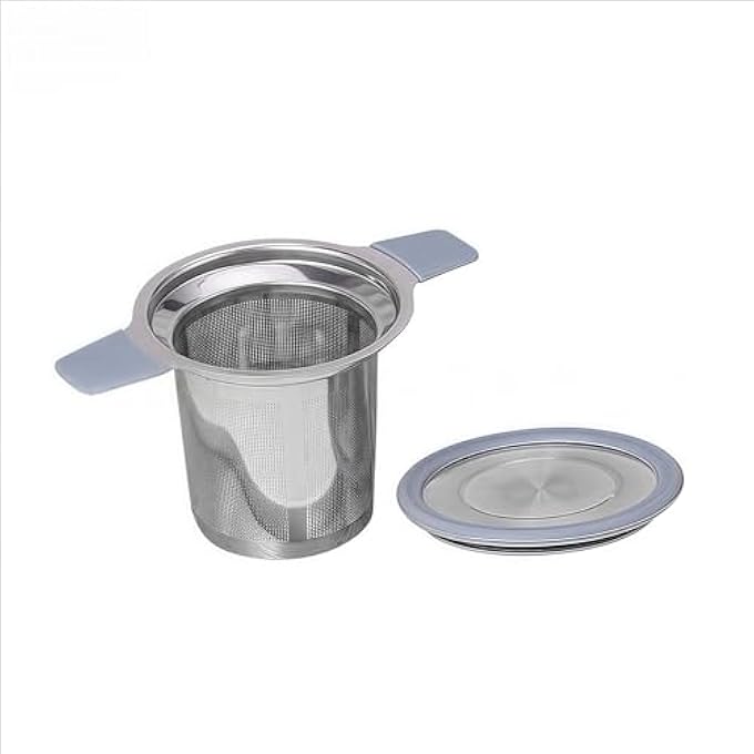 ريحني مصافي نقع الشاي 304 من الفولاذ المقاوم للصدأ مع مقابض مزدوجة مقاومة للحرارة وكرات شبكية دقيقة للغاية وحامل موزع وفلتر للأكواب - Image 1