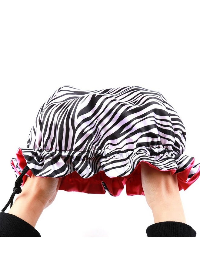 sent hair Kids And Dolls Matching Bonnet Set Satin Bonnet Sleeping Cap Adjustable Sleep Bonnet With Drawstring Reversible Night Caps For Kids Child Baby Toddler Double Layer Zebra Pattern/Rose Red  - Image 5
