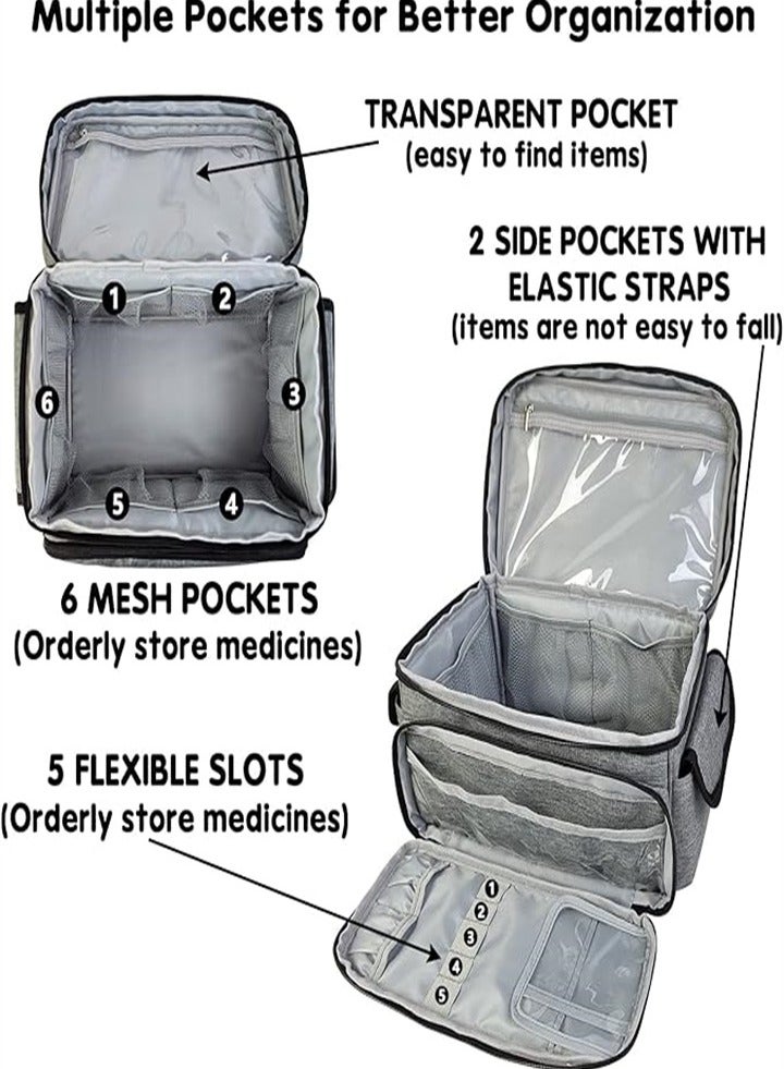 Generic Large capacity medicine box, layered home first aid kit, portable fabric storage bag, waterproof large size, home travel medicine bag - Image 3