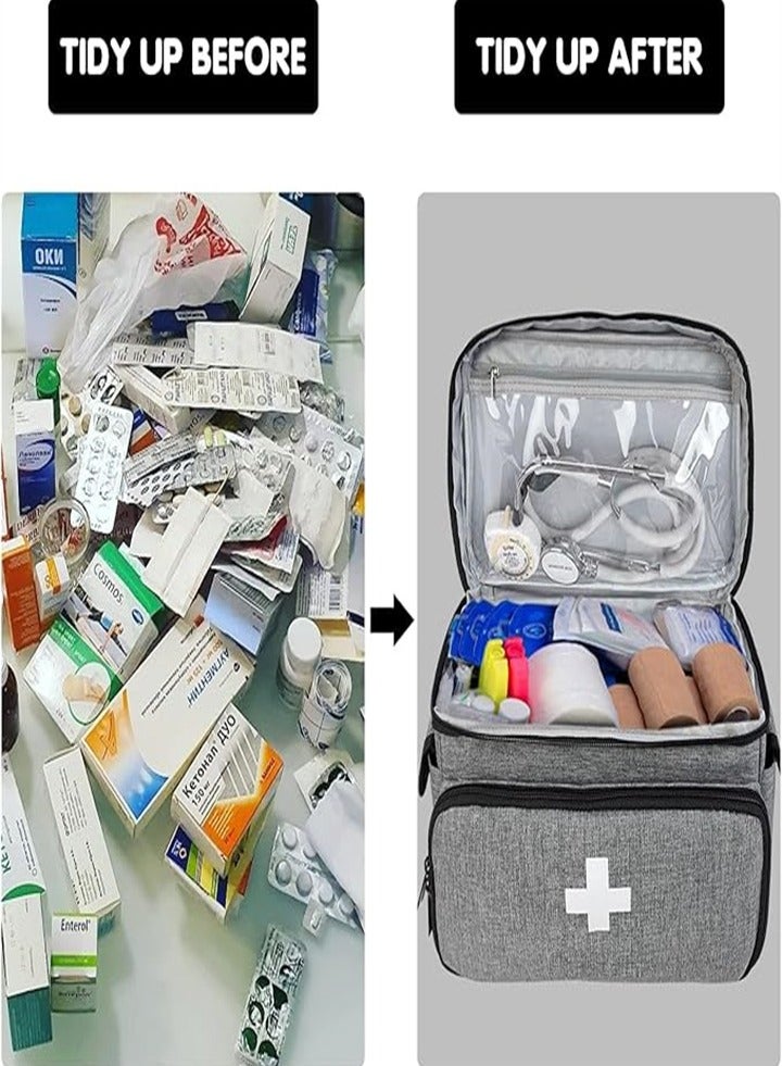 Generic Large capacity medicine box, layered home first aid kit, portable fabric storage bag, waterproof large size, home travel medicine bag - Image 5