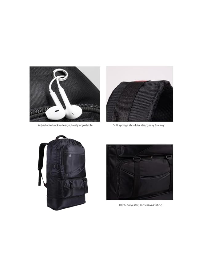 PROMASS 65L Hiking Backpack Large Tactical Backpack For Woman Man Lightweight Travel Backpack Laptop Backpack For Climbing Camping Sport Outdoor (Black) - Image 3