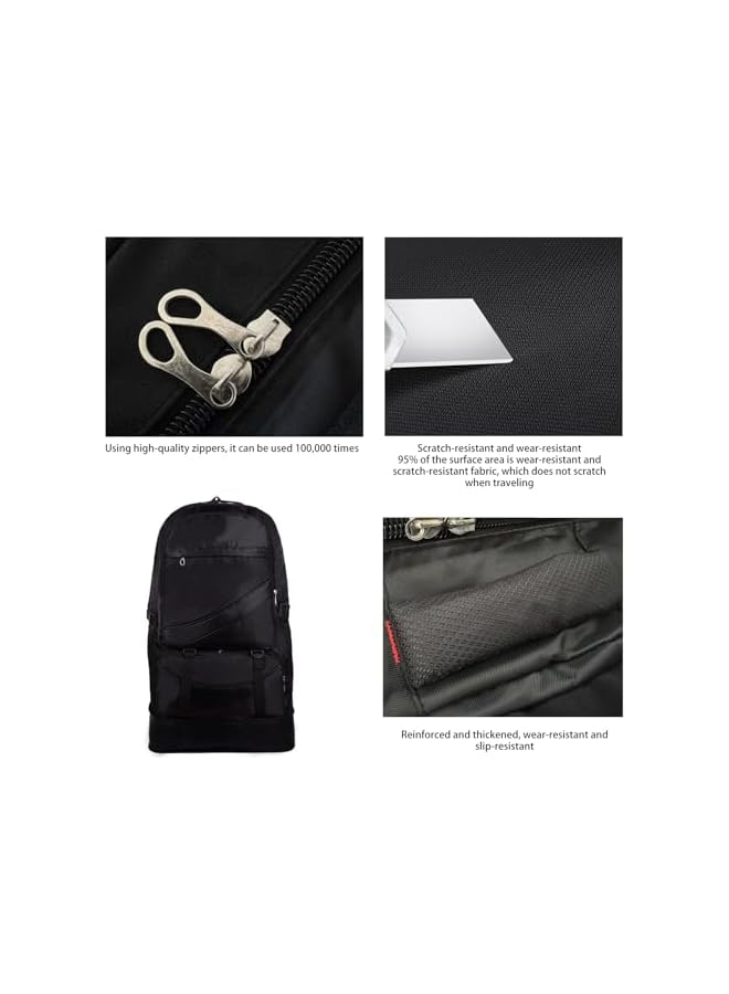 PROMASS 65L Hiking Backpack Large Tactical Backpack For Woman Man Lightweight Travel Backpack Laptop Backpack For Climbing Camping Sport Outdoor (Black) - Image 2